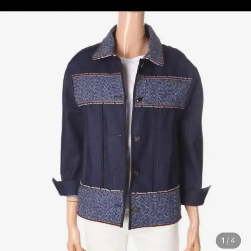 [BUNJANG] Benetton Tweed Denim Jacket / 베네통 트위드 데님 자켓 42