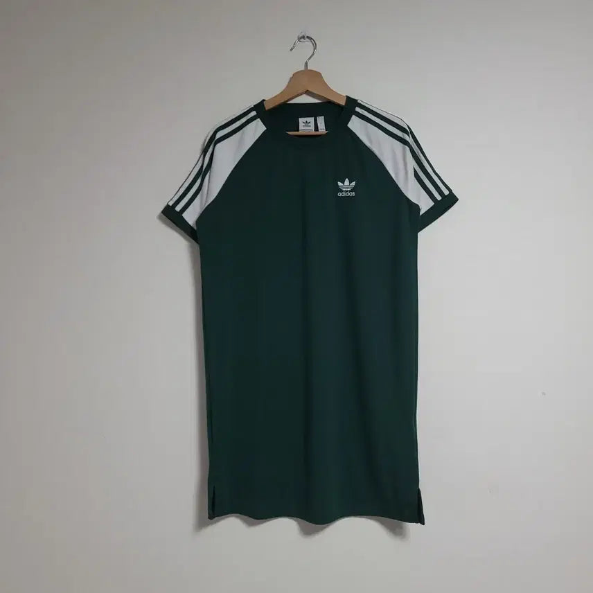 [BUNJANG] Adidas Three-Stripes Short Sleeve Midi Dress Green / (M) ADIDAS 아디다스 삼선 반팔 원피스 그린