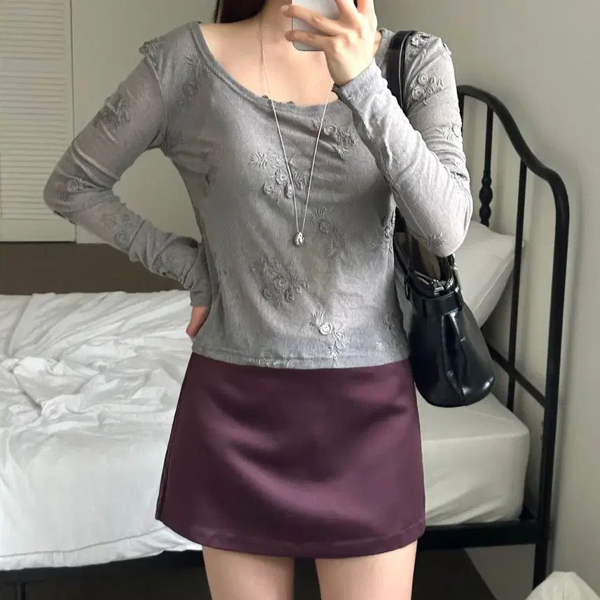 [BUNJANG] Wine Red Mini Skirt / 와인색 미니스커트s