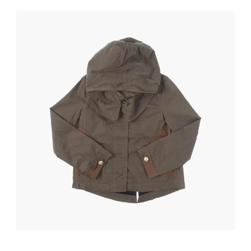 [BUNJANG] Vintage Japanese Khaki Cotton Basic Hooded Jacket - Women&
