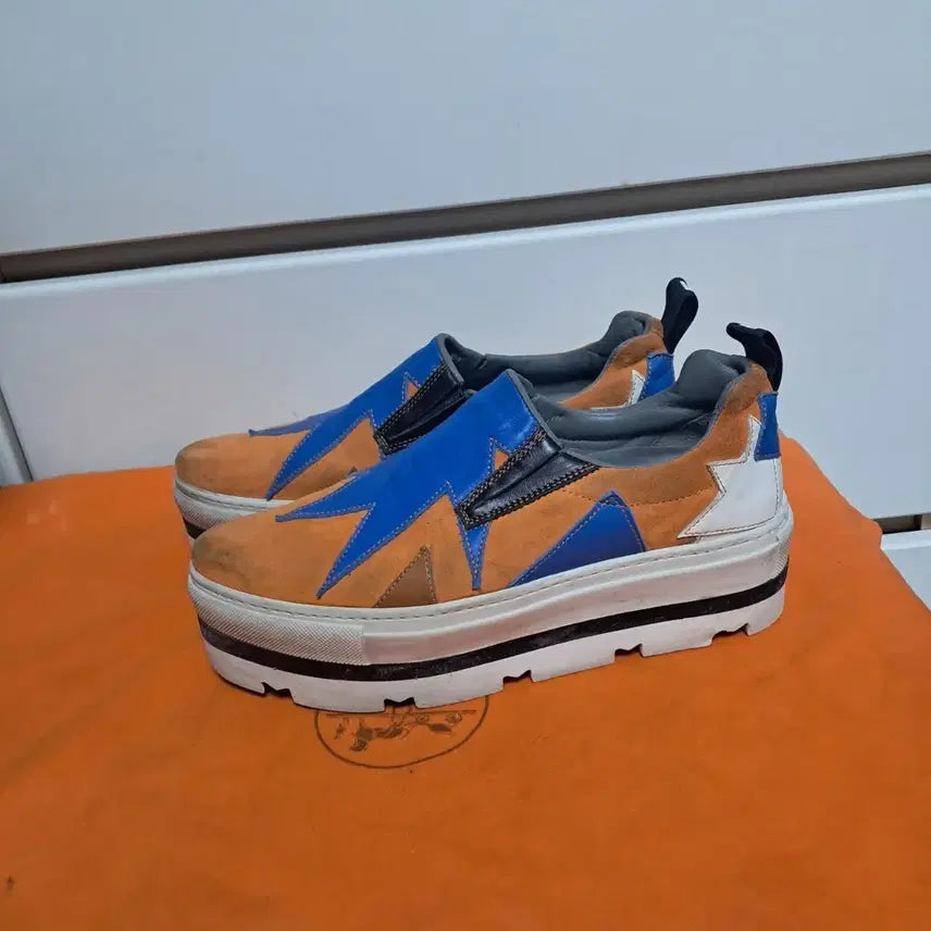 [BUNJANG] MSGM Orange Blue Suede Leather Sneakers / MSGM 오렌지 블루 스니커즈 35