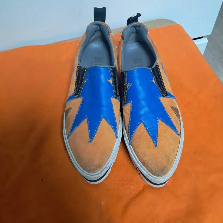 [BUNJANG] MSGM Orange Blue Suede Leather Sneakers / MSGM 오렌지 블루 스니커즈 35