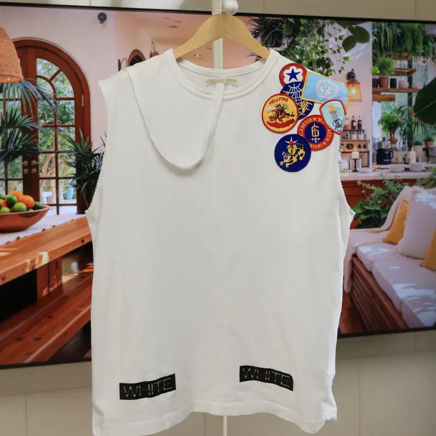 [BUNJANG] Off-White Inspired Patch Tank Top / 오프화이트 감성 패치 나시