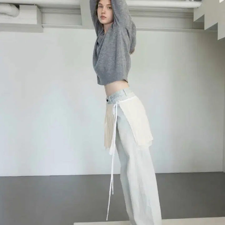 [BUNJANG] AND YOU Naivoder Washed Denim Pants Light Indigo Size 0 / 앤유 나이보더 워싱 데님팬츠 라이트인디고 0사이즈