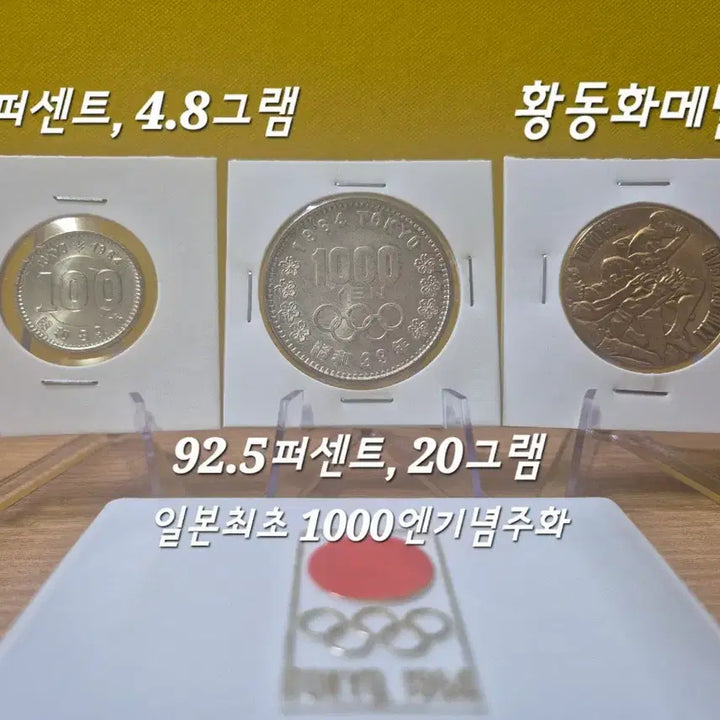 [BUNJANG] 1964 Tokyo Olympics Commemorative Coin Set (2 Silver, 1 Copper) / 1964 도쿄올림픽 기념주화 3종(은화2종+동화1종)