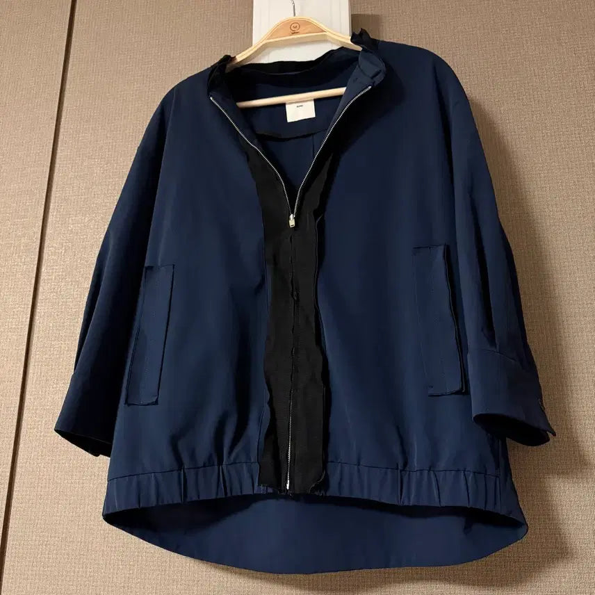 [BUNJANG] KUHO Lightweight Blouson Jacket Navy Colorblock Windbreaker Shirt Jacket / 구호 kuho 바스락 블루종 점퍼 네이비 집업 배색라인 바람막이 셔츠자켓