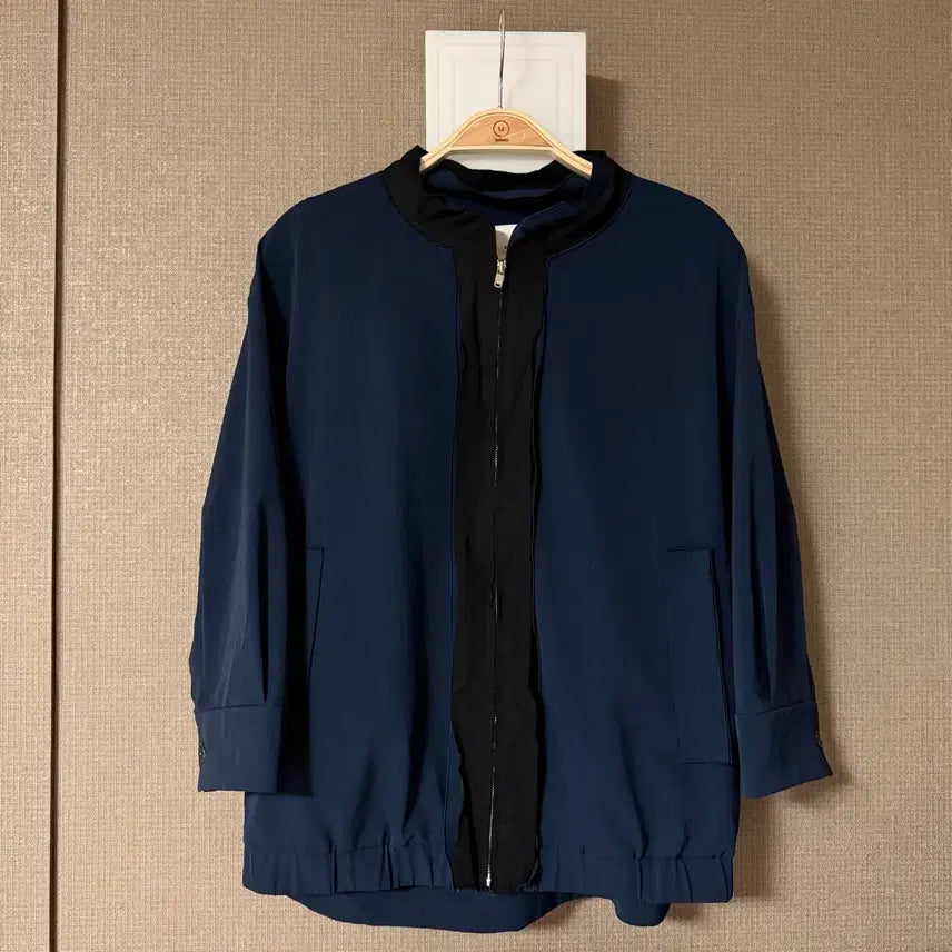 [BUNJANG] KUHO Lightweight Blouson Jacket Navy Colorblock Windbreaker Shirt Jacket / 구호 kuho 바스락 블루종 점퍼 네이비 집업 배색라인 바람막이 셔츠자켓