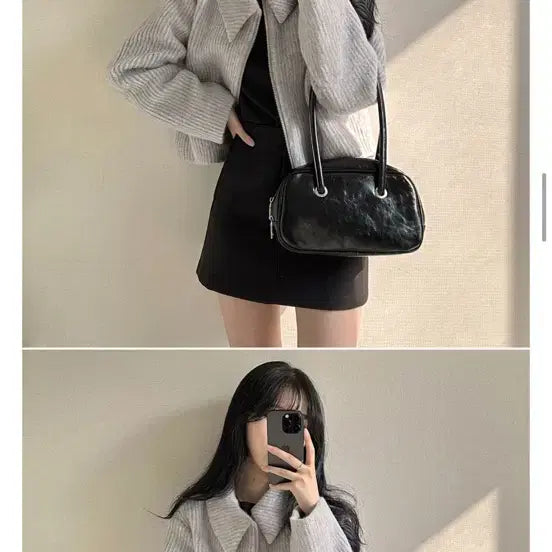 [BUNJANG] Hobbyunni 9725 Mohair Blend Cropped Zip-Up Short Jacket / 하비언니 9725 [울50%]모헤어 크롭 집업 숏자켓ct