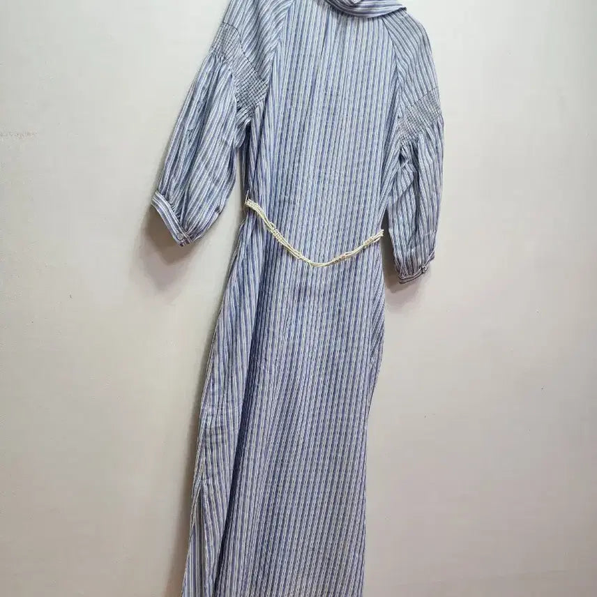 [BUNJANG] Sisley Striped Hemp Blend Long Dress / 시슬리 스트라이프 마소재 롱원피스