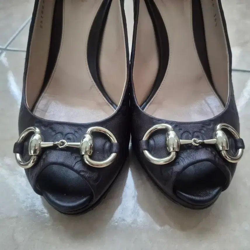 [BUNJANG] Gucci Dark Brown Horsebit Open-Toe Heels 36.5 / 구찌 다크브라운 홀스빗 토오픈 힐 36.5