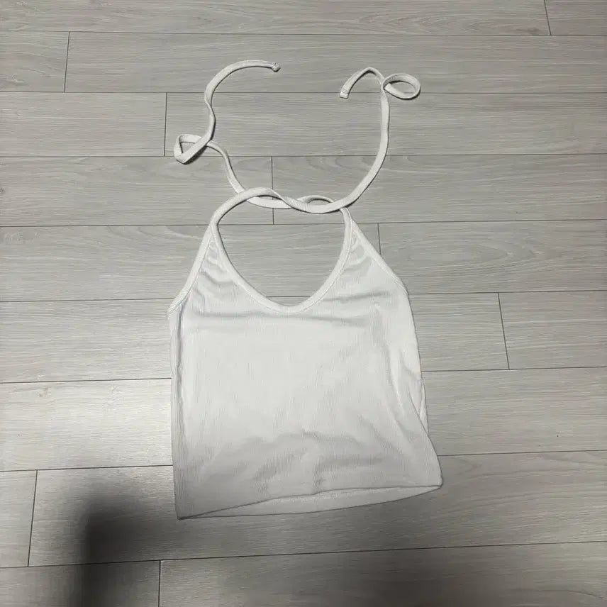 [BUNJANG] Halter Neck Crop Tank Top - White / 홀터넥 크롭 나시 화이트