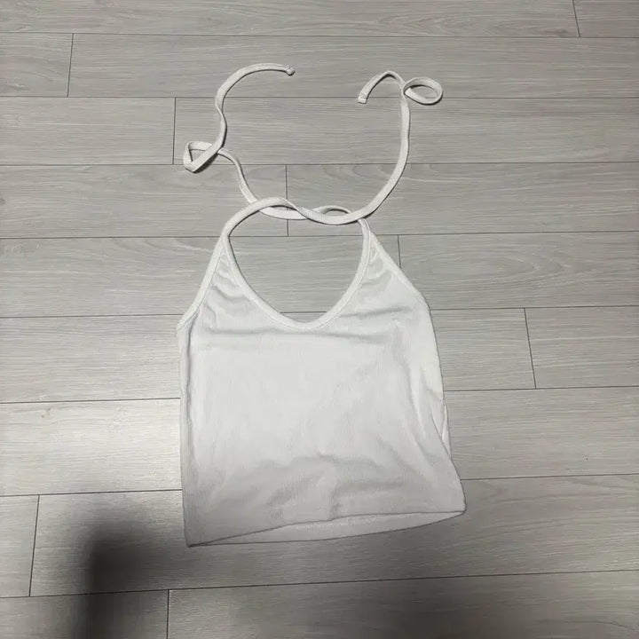 [BUNJANG] Halter Neck Crop Tank Top - White / 홀터넥 크롭 나시 화이트