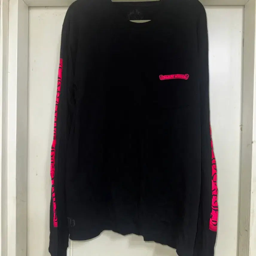 [BUNJANG] Chrome Hearts Hollywood Neon Pink Logo Long Sleeve Tee / Chrome Hearts 정품) 크롬하츠 할리우드 네온핑크로고 롱슬리브