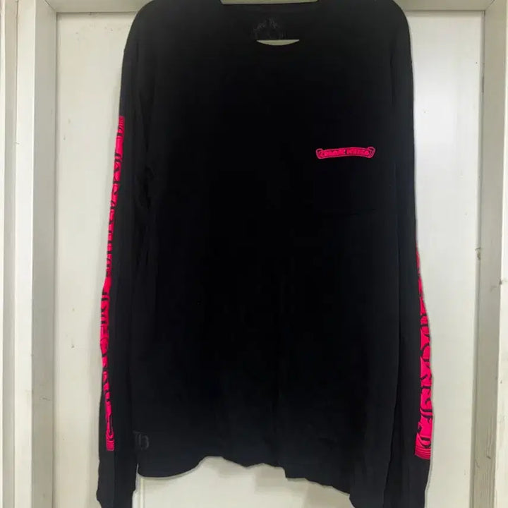 [BUNJANG] Chrome Hearts Hollywood Neon Pink Logo Long Sleeve Tee / Chrome Hearts 정품) 크롬하츠 할리우드 네온핑크로고 롱슬리브