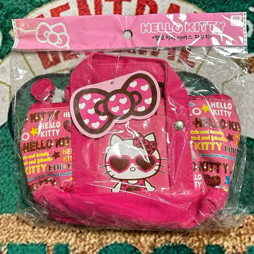 [BUNJANG] Vintage Hello Kitty Canvas Tote Bag Pouch / 고전문구 고전키티 헬로키티 캔버스 토트백 파우치