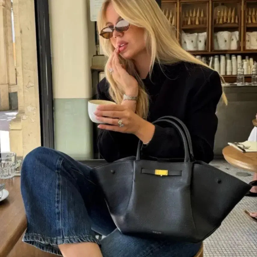[BUNJANG] DEMELLIER LONDON Black Leather Tote Bag / 드멜리어 블랙 토트백