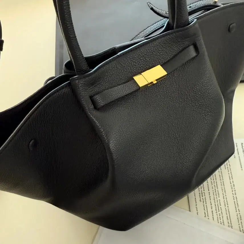 [BUNJANG] DEMELLIER LONDON Black Leather Tote Bag / 드멜리어 블랙 토트백