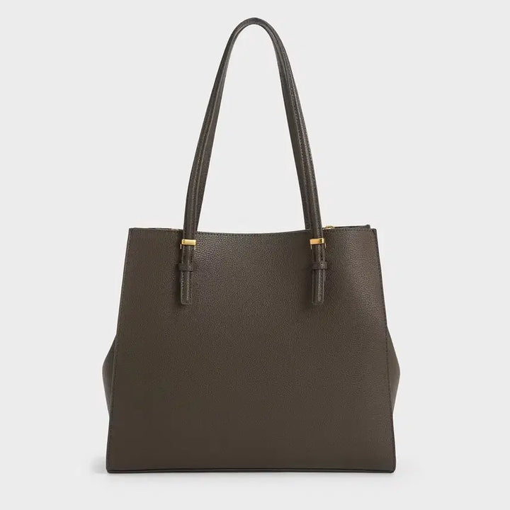 [BUNJANG] Charles &amp; Keith Classic Double Handle Tote Bag (Khaki) / 찰스앤키스 클래식 더블핸들토트백 (카키)