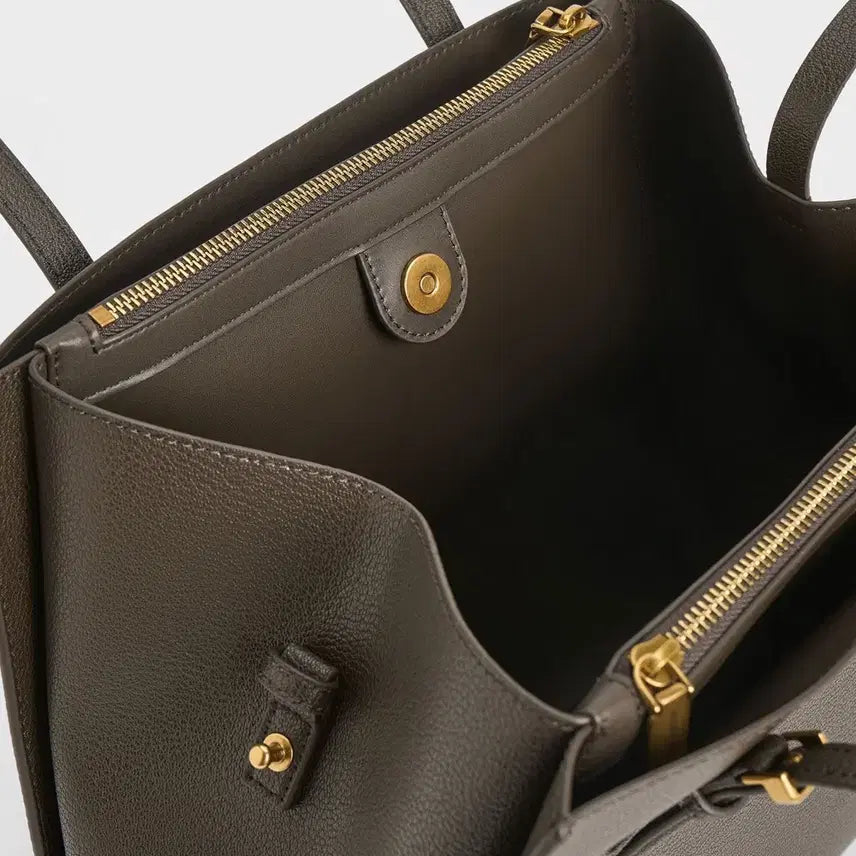 [BUNJANG] Charles &amp; Keith Classic Double Handle Tote Bag (Khaki) / 찰스앤키스 클래식 더블핸들토트백 (카키)