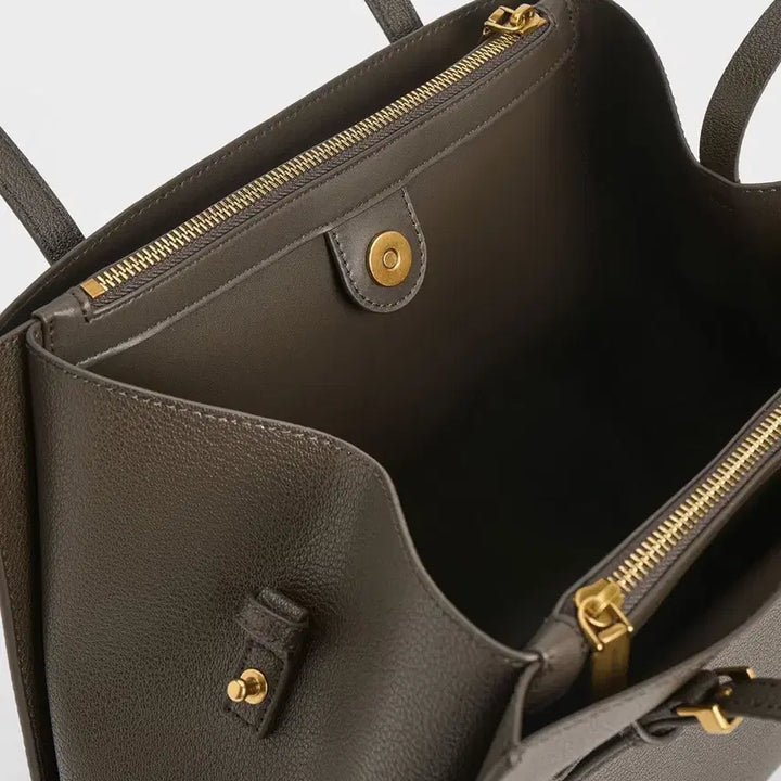 [BUNJANG] Charles &amp; Keith Classic Double Handle Tote Bag (Khaki) / 찰스앤키스 클래식 더블핸들토트백 (카키)