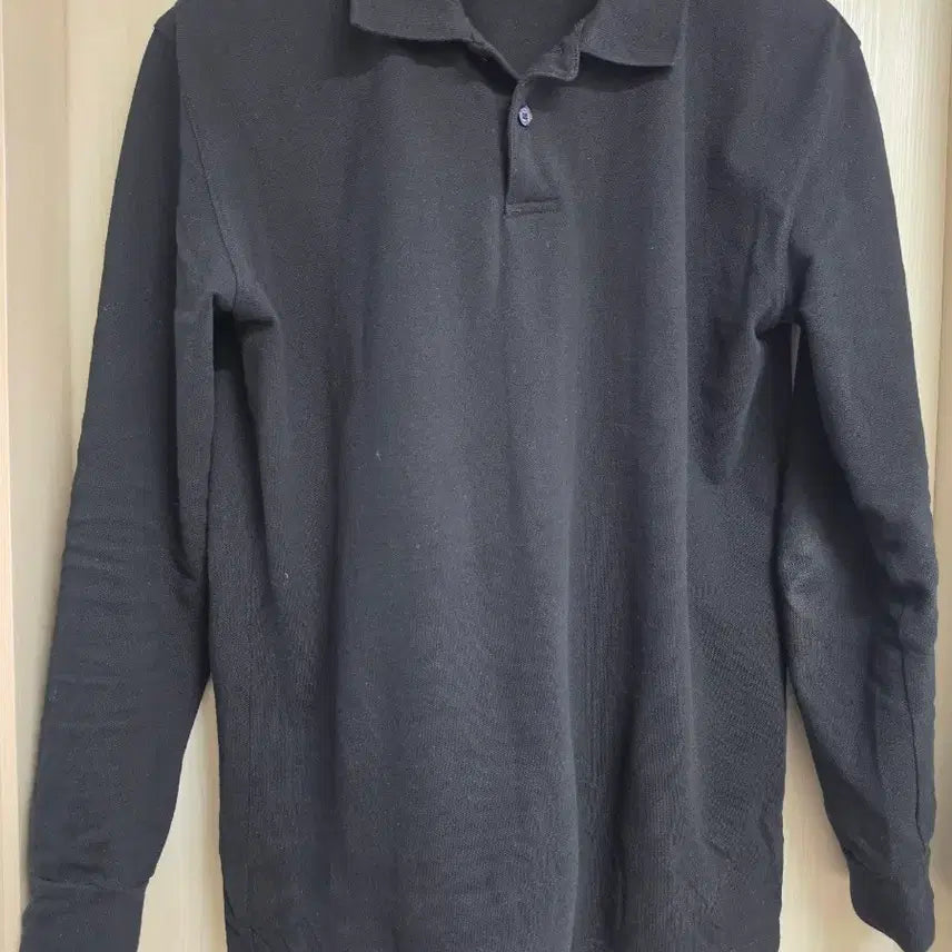 [BUNJANG] NINEZ Black Long Sleeve Polo Shirt L / NINEZ 블랙 긴팔 폴로 티셔츠 L