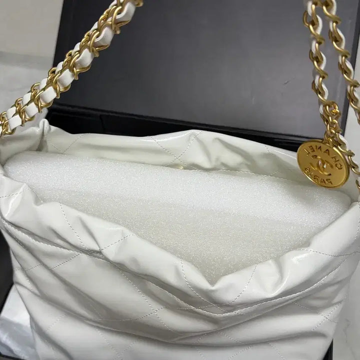 [BUNJANG] Saint Laurent Small White Gold-Tone Hardware Bag / 22백 스몰 화이트 금장