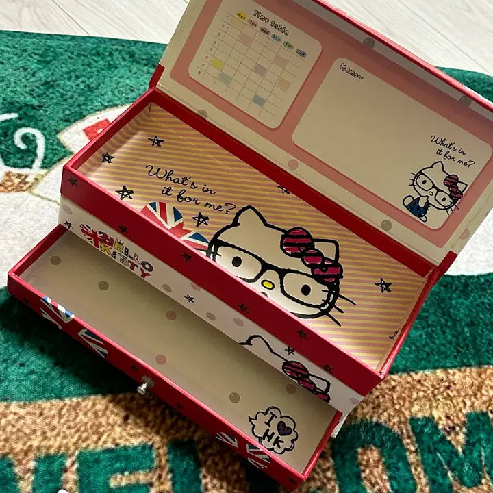 [BUNJANG] Vintage Hello Kitty Drawer Storage Organizer Pencil Case / 고전문구 고전키티 헬로키티 서랍 수납 정리함 필통 보관함