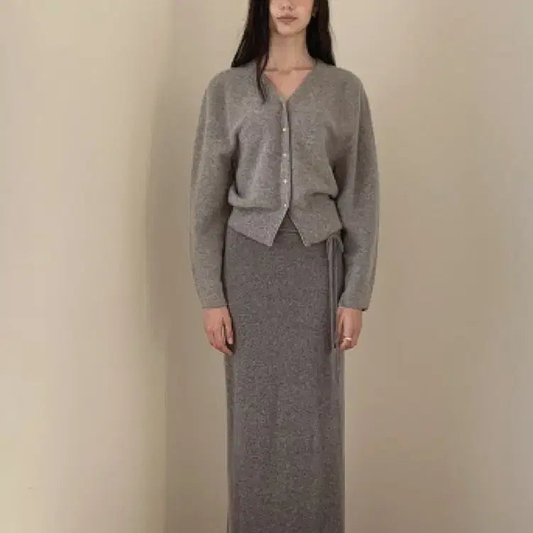 [BUNJANG] Around You Knit Long Skirt Grey Size S / 어라운드율 니트롱스커트 그레이 s사이즈