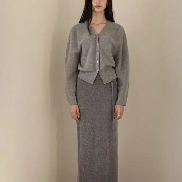 [BUNJANG] Around You Knit Long Skirt Grey Size S / 어라운드율 니트롱스커트 그레이 s사이즈