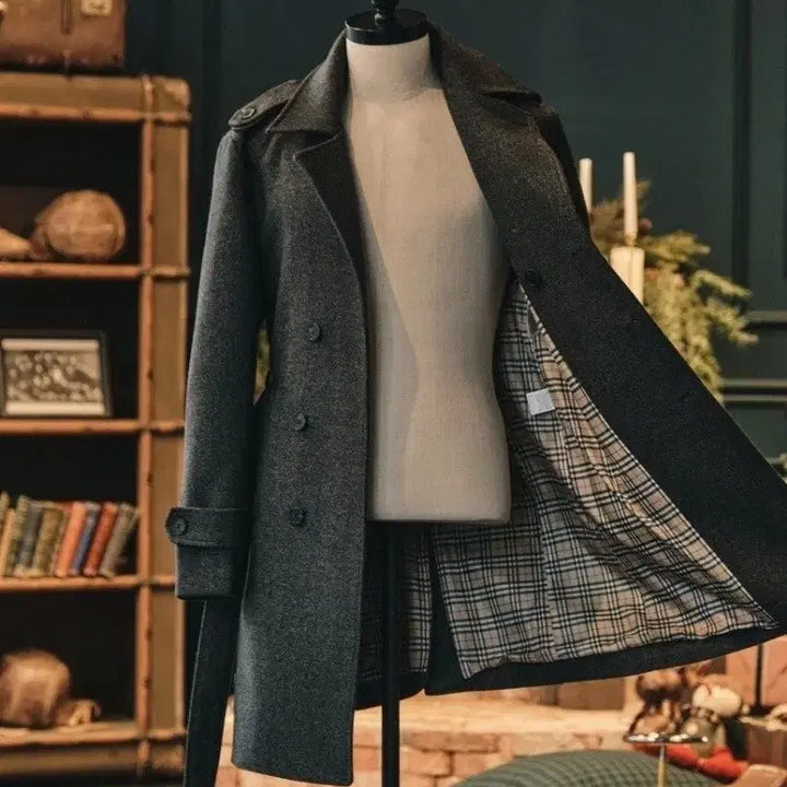 [BUNJANG] Burberry Charcoal Double-Breasted Coat / 버버리 코트 차콜