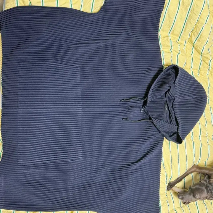 [SOLD OUT] YOIOHEU 플리츠 반팔 후드티 네이비