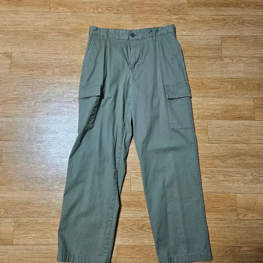 [BUNJANG] Khaki Cargo Cotton Pants / 카키색 카고 면바지
