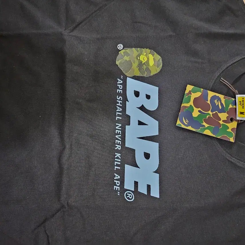 [BUNJANG] BAPE Black Logo Short Sleeve T-Shirt / BAPE 베이프 블랙 로고 반팔 티셔츠 ㅡ새제품