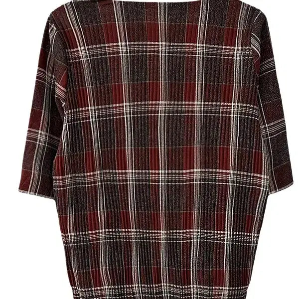 [BUNJANG] Unbranded Checkered Pleated Short Sleeve T-shirt / [S] JPN 체크패턴 플리츠 반팔티