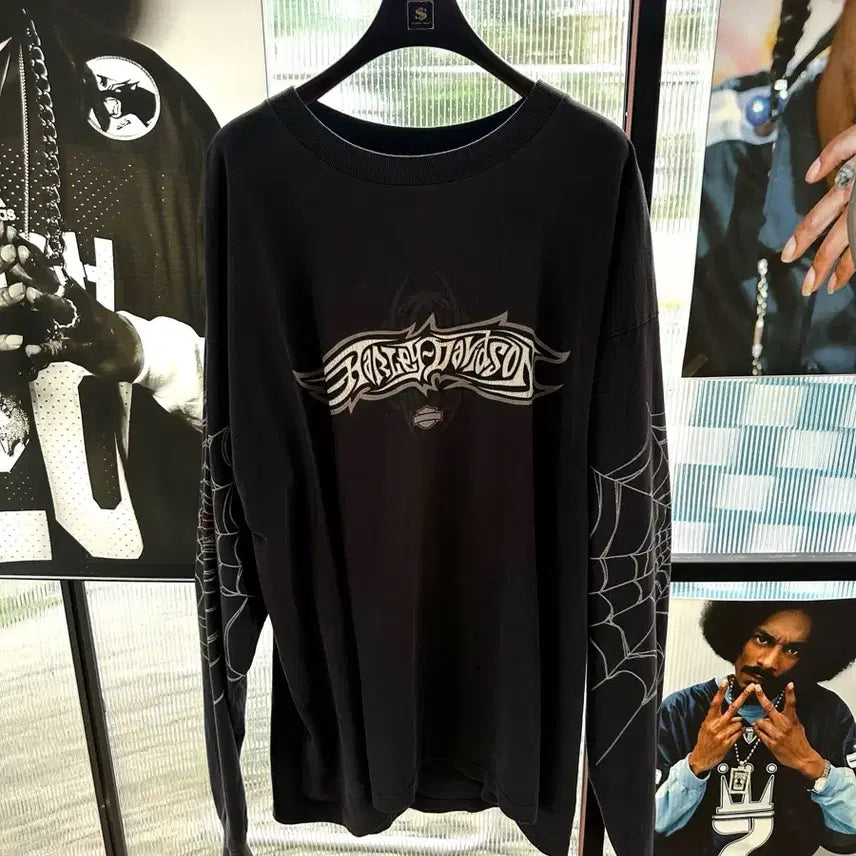 [BUNJANG] Harley-Davidson Vintage Spider Web Long Sleeve T-Shirt / Harley davidson 할리데이비슨 빈티지 스파이더웹 롱슬리브