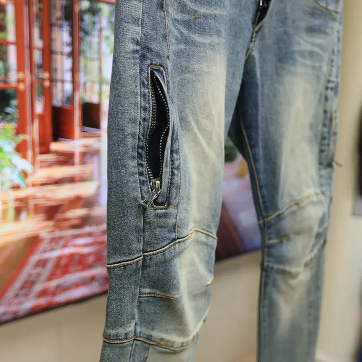 [BUNJANG] Balmain Zipper Detail Slim Straight Fit Denim Jeans / 묵직하게 잡아주는 발망 지퍼 디테일