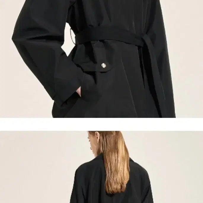 [BUNJANG] SJSJ Belted High-Neck Half Trench Coat / SJSJ 벨티드 하이넥 하프 트렌치코트