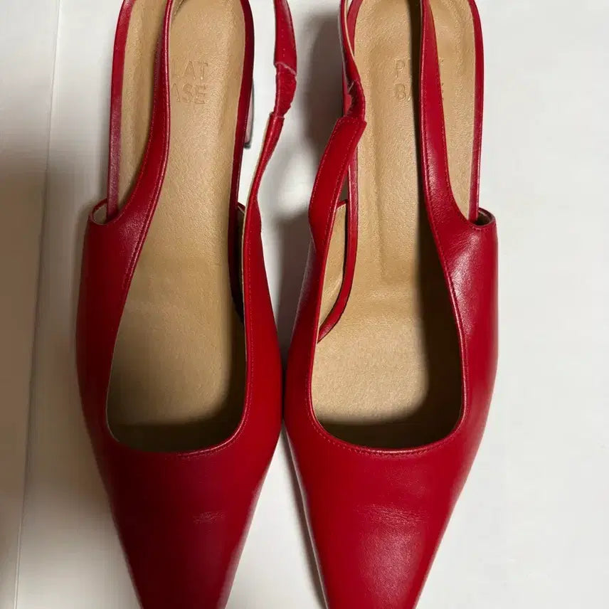 [BUNJANG] Handmade Leather Slingback Mules - Red, Size 245 / (1회착용)플랫베이스 슬링백 레드 245