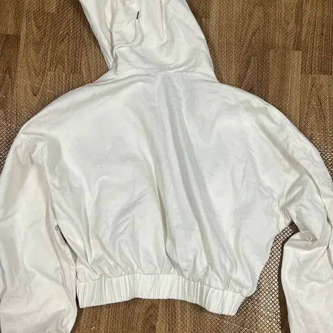 [BUNJANG] White Two-Way Semi-Crop Hooded Zip-Up / 화이트 투웨이 세미크롭 후드집업