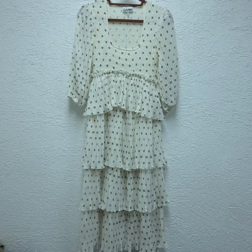 [BUNJANG] GANNI Printed Georgette Tiered Long Dress / 가니 프린트 조젯 티어드 드레스