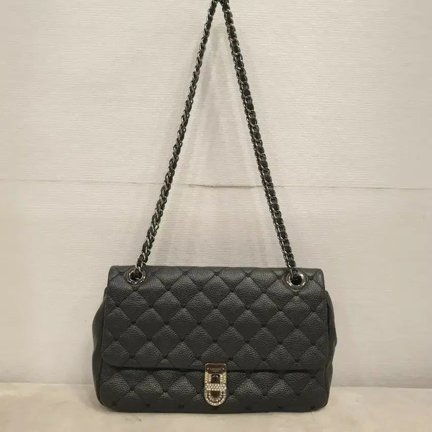 [BUNJANG] Lovecat Quilting Chain Shoulder Bag Crossbody Bag Black / 러브캣 퀼팅 체인 숄더백 크로스백 블랙