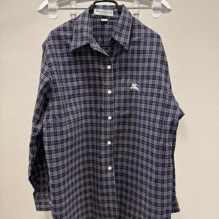 [BUNJANG] Burberry Navy Check Pattern Shirt - Size M / 버버리 셔츠 M사이즈