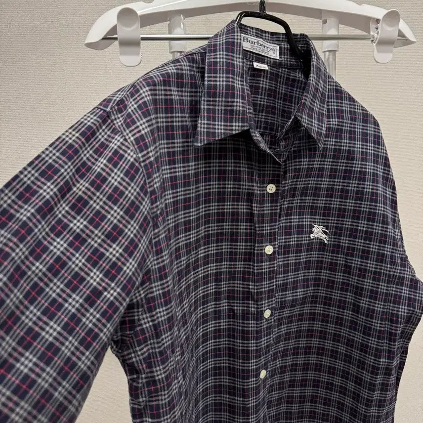 [BUNJANG] Burberry Navy Check Pattern Shirt - Size M / 버버리 셔츠 M사이즈