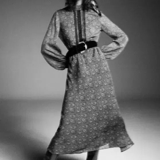 [BUNJANG] Zara Paisley Pattern Midi Dress / 자라 페이즐 무늬 원피스