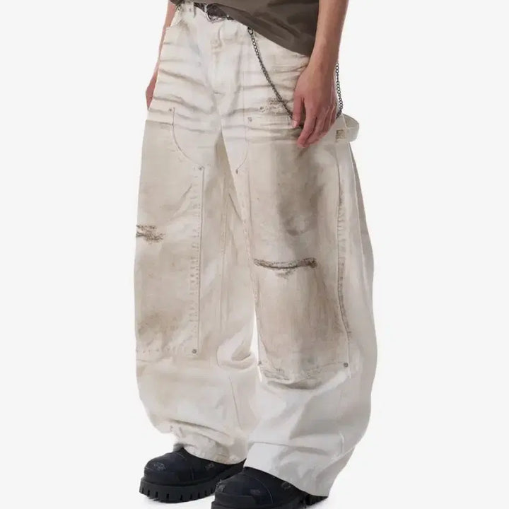 [BUNJANG] A.KHAM Dirty Washed Double Knee Cotton Pants / 아캄 Dirty Washed Double Knee Cotton Pants
