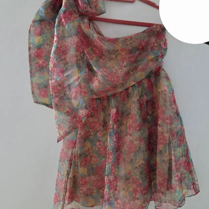 [BUNJANG] Floral Print One-Shoulder Mini Dress / 꽃무늬 원숄더 미니 원피스