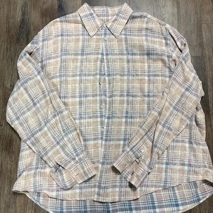 [SOLD OUT] L)쿠어 마드라스 체크 살몬블루그레이