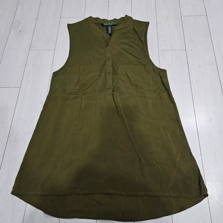 [BUNJANG] Ralph Lauren Sleeveless Khaki Shirt Size S / 랄프로렌 민소매 카키 셔츠 s55