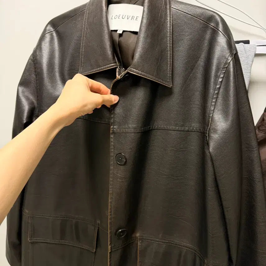 [BUNJANG] LOEUVRE Leather Jacket Brown / LOEUVRE 가죽 자켓 브라운 루에브르