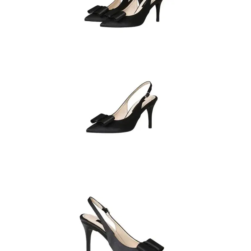[BUNJANG] Lebaz New Vivian Black Ribbon Slingback Shoes (235mm, 6cm Heel) / (새상품) 르바즈 뉴 비비안 블랙 리본 슬링백 235 / 6cm